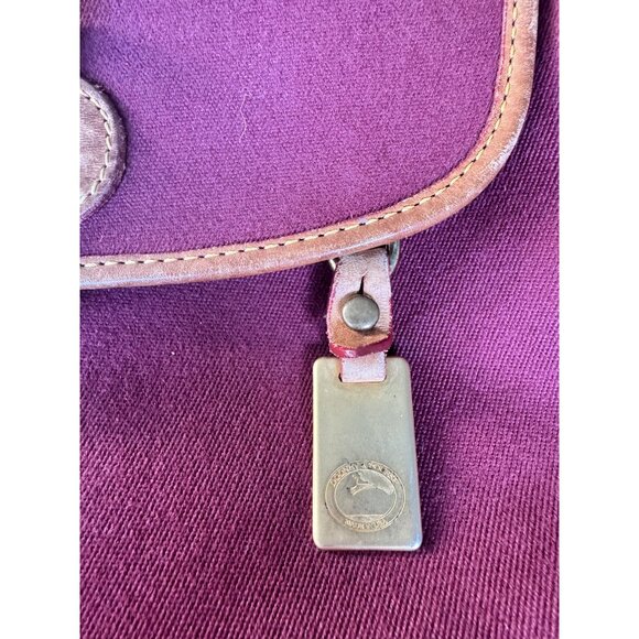 Dooney & Bourke USA Burgundy Canvas Tan Leather Backpack Purse AWL Duck Vintage - Picture 3 of 11